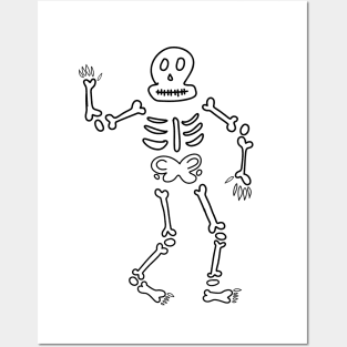 Waving Skeleton Doodle Skull and Bones, made by EndlessEmporium Posters and Art